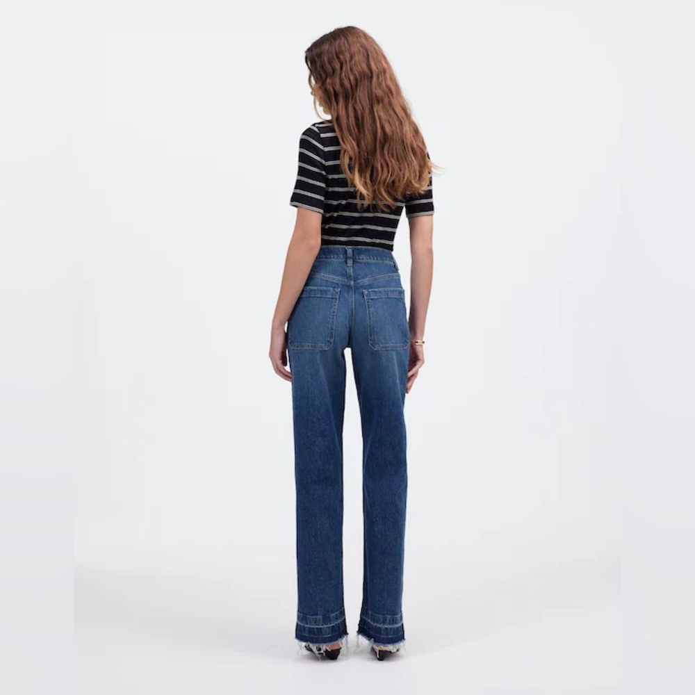 Madewell Petite Emmett Wide Leg Jean Let Down Hem Edition Archbald Wash 24P $138 - Picture 12 of 14